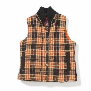 Jack by BB Dakota vintage Inspired Tweed  Vest with Antique Brass Buttons